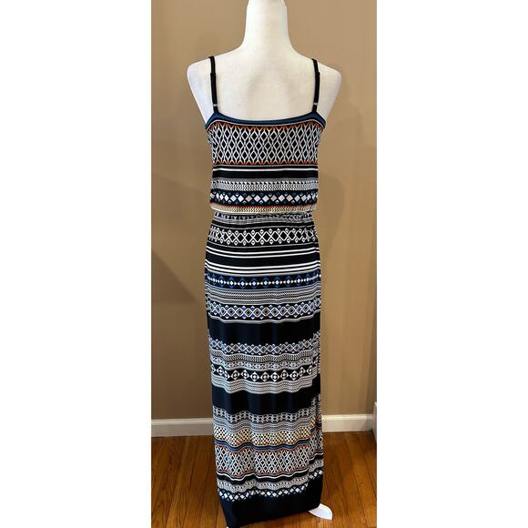 White House Black Market Tribal Multi Color Print Maxi Dress, Size XS - Picture 2 of 6